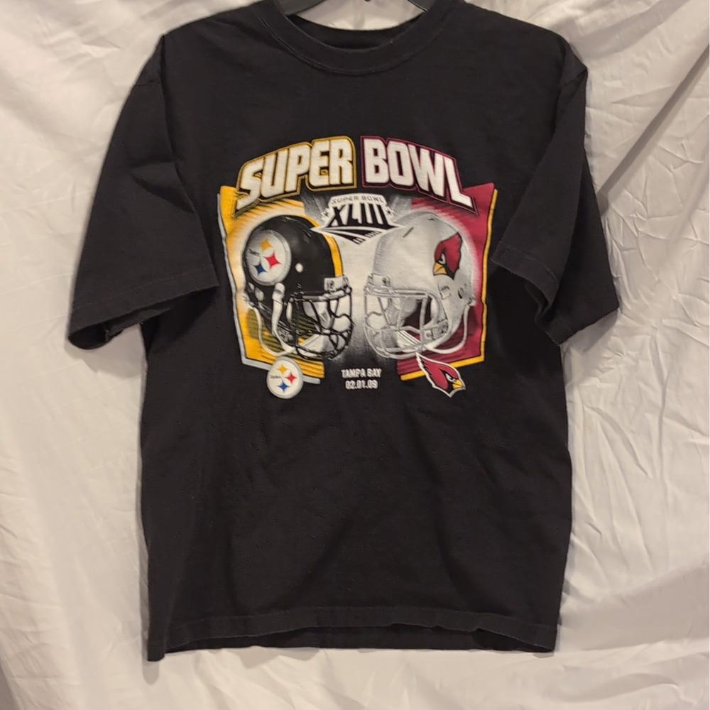 Reebok Super Bowl XLIII Steelers vs Cardinals Black NFL T-Shirt Size Men's M